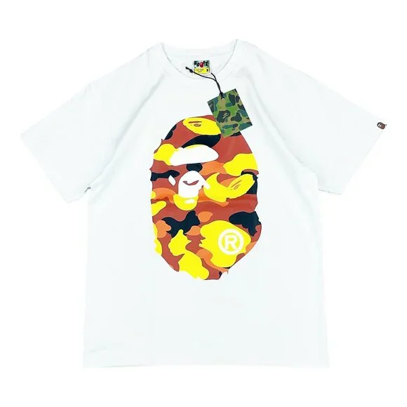 BAPE 1st Camo Big Ape Head T-shirt White Orange A Bathing Ape